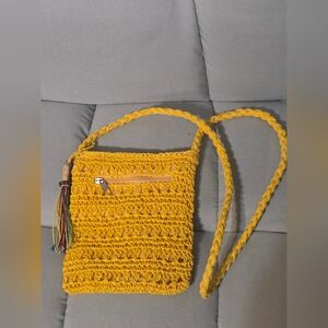 Delia's Yellow Straw Crossbody Bag With Tassle